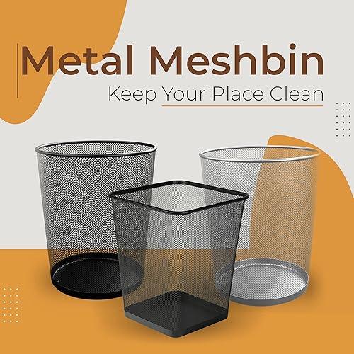 Storite Poubelle ronde en métal 10 L pour salle de bain, poubelle en papier maille noire, poubelle de bureau, poubelle de cuisine, idéale pour le bureau, le salon, la chambre, la maison et la cuisine - Nail Gallerys