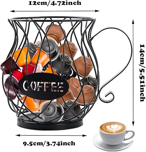 Panier à Capsules De Café, Organisateur Dosettes Café, Panier Rangement de Café, Corbeille Fruits Tasse à Café, Porte-Capsules De Café Design Original, Porte-Tasses K, Grande Capacité, Noir (B) - Nail Gallerys