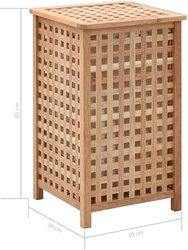 vidaXL Coffre de Blanchisserie Panier à Linge Boîte à Linge Boîte de Rangement Salle de Bain Chambre à Coucher Bois Massif de Noyer - Nail Gallerys