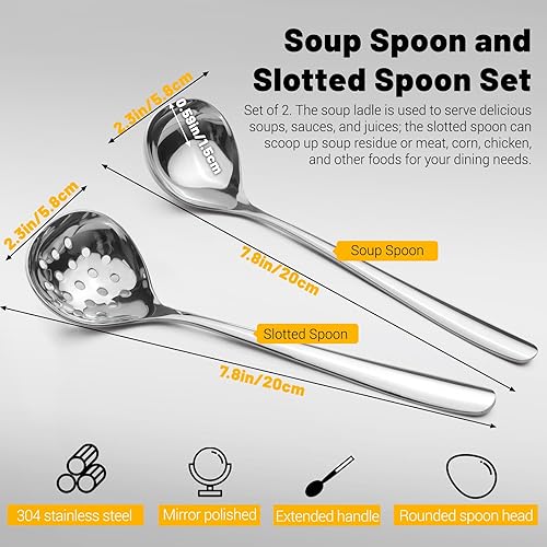 Realand Small ladle gravy ladle, mini sachet de soupe en acier inoxydable 304 (Petit seau de 3 pièces, argent) - Nail Gallerys