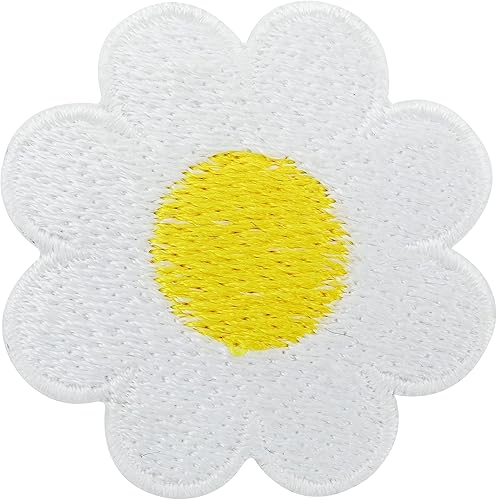 Finally Home Lot de 2 écussons thermocollants Motif marguerites Blanc/jaune. - Nail Gallerys