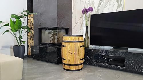 Tonneau à vin, bar mural de maison, avec porte, couleur chêne, en bois, style vintage et rustique, 80 x 50 cm, pour whisky, vin, peut être posé sur une table ou un comptoir de bar en position debout - Nail Gallerys