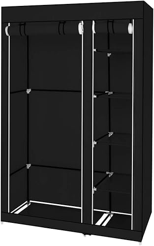 TactFire Armoire de Rangement en Tissu, Penderie avec Housse, Armoire Chambre Portable, Armoire à Vêtements avec 5 Couches 6 Compartiments, 110 x 45 x 175 cm (Noir, 110x45x175cm) - Nail Gallerys