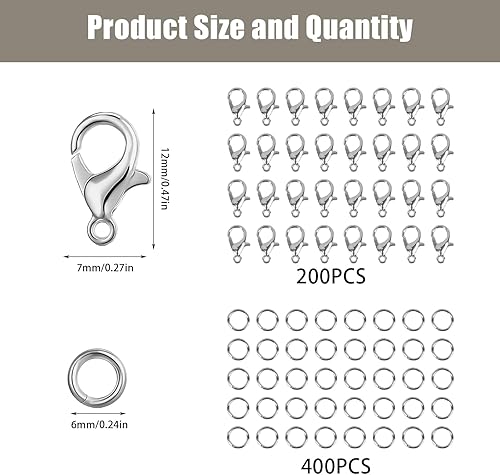 Zythrem 600 Pièces Pince de Homard Fermoir, Fermoir d'Anneaux de Saut Ouverts, Fermoir Bracelet, Fermoirs de Collier pour DIY Bracelets, Fabrication de Bijoux, Or - Nail Gallerys