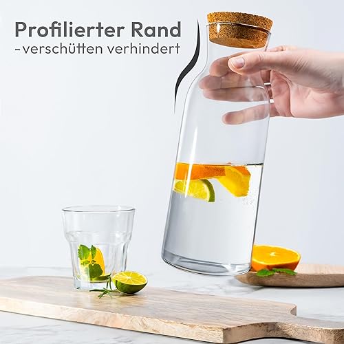 KONZEPT Lot de 3 carafes à eau avec couvercle, carafe en verre de 1 litre, idéale pour l'eau, le jus, la limonade et le lait - Nail Gallerys