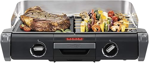 Tefal Barbecue Électrique Family Flavor 2en1, BBQ de Table, Grill Plancha, Thermostat Réglable, 2 Surfaces de Cuisson, 2400 W TG804D14 noir - Nail Gallerys