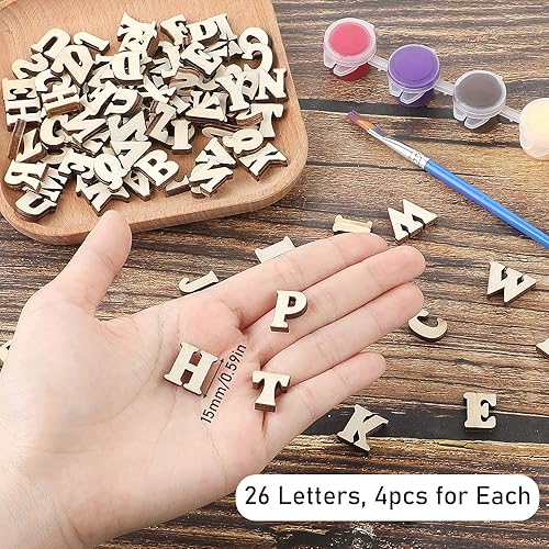 MOZEAT LENS Lot de 104 mini lettres en bois de 15 mm - Lettres de l'alphabet de A à Z - Pour bricolage, artisanat, mariage, fête, 573183_1_G2XcbGQKe - Nail Gallerys
