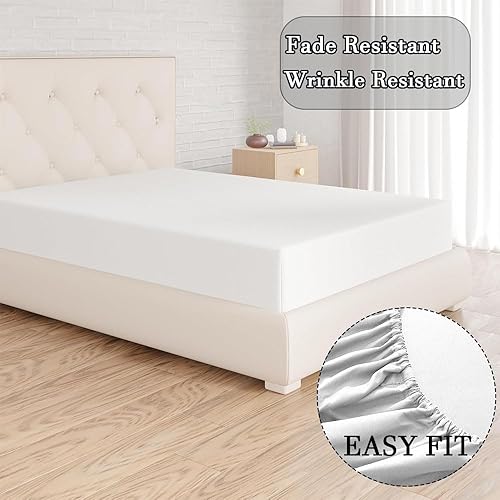 Surwin Drap Housse, Doux Draps Housses Couleur Unie, Lavable Ajustable Housse Matelas avec Bonnet 27 cm, Microfibre Drap-Housse avec Une Rebord Élastique (90x190x15cm,Gris) - Nail Gallerys