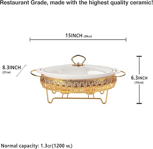 jinsongdafa Plat à gratin rectangulaire en porcelaine avec couvercle en verre, 1500 ml, soupe pour servir, réchaud pour buffets, plateau de conservation des aliments, plat à gratin traiteur - Nail Gallerys