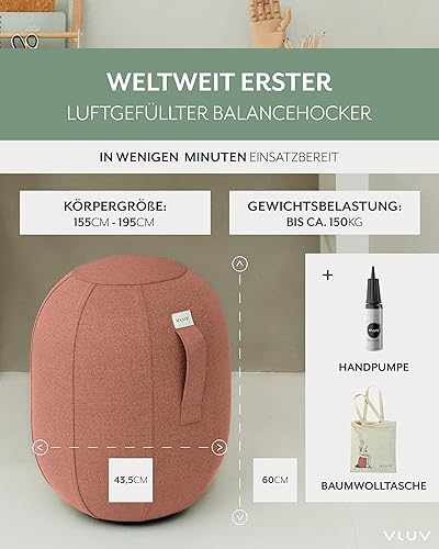 VLUV® KAPSUL SOVA Balance-Capsule [Respirante avec poignée de transport et protection contre le roulement] Housse en tissu lavable | Tabouret ergonomique | Tabouret de bureau | Tabouret pivotant | - Nail Gallerys