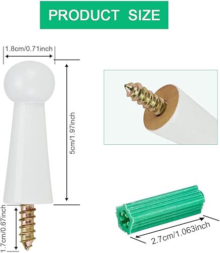 FIGFYOU 8 Pcs Patère Murale Bois à Visser, Crochet Porte Manteau Blanc, Mini Porte-serviettes Muraux, Porte Chapeau Mural Charge Lourd de 5 KG, pour Écharpe Chapeaux Vestes Peignoir(5 * 1.8 * 1.8cm) - Nail Gallerys