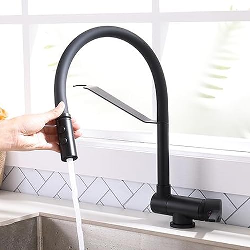 Mitigeur Cuisine Rabattable sous Fenetre, Robinetterie de Cuisine Pliable Pivotant Laiton Multifonction Robinet de Cuisine sous Fenetre-Noir - Nail Gallerys