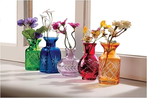 ART & ARTIFACT Lot de 5 Mini vases en Verre Transparent pour décoration de Chambre - Tons joailliers - Nail Gallerys