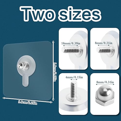 Clous de Suspension Mural Transparent, 24Pcs Clou Auto-Adhésif en Crochets, Crochet à Vis Mural sans Poinçon, Étanche et Amovible, Vis Adhésives pour Salle de Bains Cuisine et Salle de Séjour - Nail Gallerys