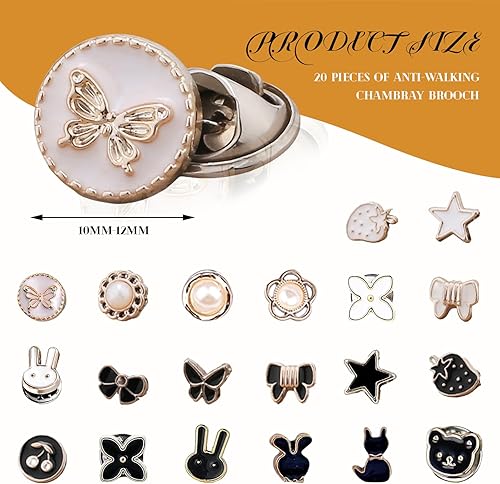 Moguri Lot de 20 broches pour vêtements, boutons sans couture, boutons de chemise, boutons de jeans, boutons instantanés amovibles, pour vêtements, vêtements en jean, cardigans, décoration DIY, - Nail Gallerys