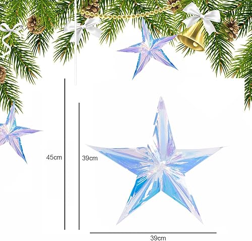 Onlvmyur Lot de 3 Pendentif Etoile de Noël 3D Etoile de Noel a Suspendre Coloré Étoile à Suspendre 39cm Pendentif Arbre de Noël pour Mariage Anniversaire Noël Fête - Nail Gallerys