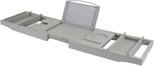 HUOLE Plateau de Bain en Bambou, Pont de Baignoire Extensible, Etagère à Baignoire de Salle de Bain avec Plateau de Rangement et Porte-Savon, Baignoire et Plateau de Lit, 75-109cm*23 * 4.5cm - Nail Gallerys