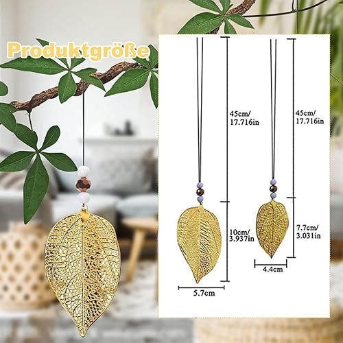 Lot de 6 pendentifs décoratifs en forme de feuille scintillante - Décoration de fenêtre - Doré - Décoration d'automne - Belle décoration murale en métal - Nail Gallerys