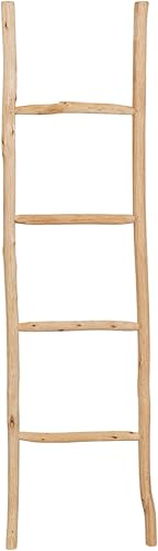 Biscottini Échelle porte-serviettes de bain 128 x 32 x 3 cm - Escalier décoratif en bois - Escalier en bois - Escalier porte-serviettes en bambou - Échelle porte-serviettes mural en métal - Nail Gallerys