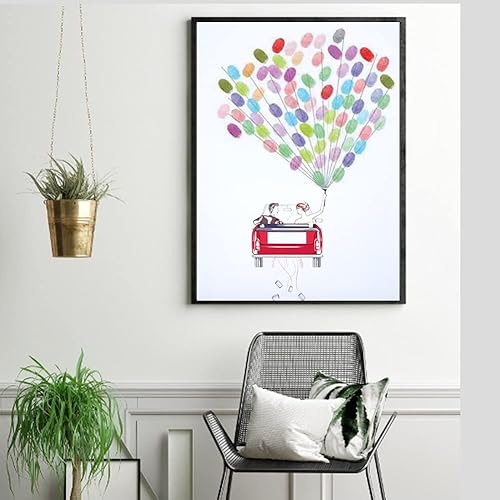 Arbre D'empreintes Digitales d'invité de Mariage, Bricolage marié et Mariée Modèle de Voiture de Mariage Empreinte Digitale Signature d'invité Livre d'or Peinture Décoration de - Nail Gallerys