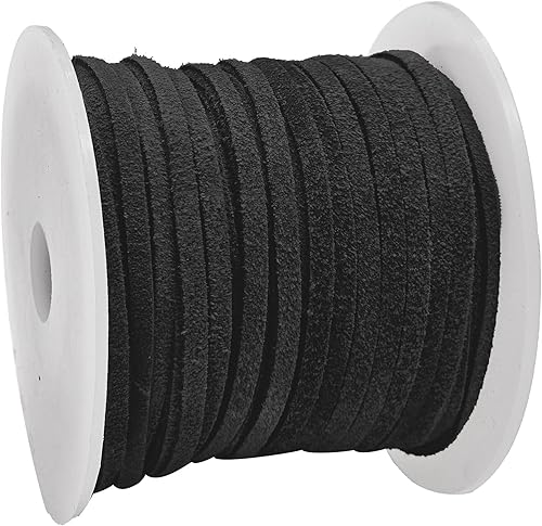 esnado Cordon en daim, cuir plat | Largeur : 3 mm | Épaisseur : 1,5 mm | Longueur : 5 mètres | Couleur : marron naturel | Cuir véritable - tannage végétal | Pour bricolage et fabrication de bijoux - Nail Gallerys