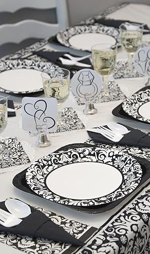 Unique Party Lot de 8 Assiettes en Carton Motif damassé Noir 23 cm - Nail Gallerys
