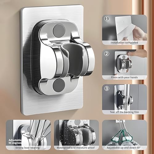 Pomme de Douche, Pomme de Douche Haute Pression, Douchette à Main Carré - Diamètre 130 Mm,Pommeau de Douche Haute Pression 3 Modes Avec Flexible de Douche 1.5 M (Argent) - Nail Gallerys