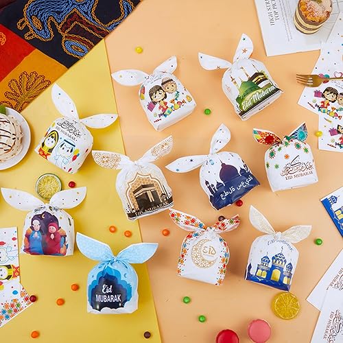 HaloCasa Pack de 50 Sachets Cadeaux pour Ramadan et Eid Mubarak - Sac de Bonbons Eid Mubarak, Sacs à Friandises et Biscuits de Aïd el-Fitr pour Décorations et la Célébrations de Fête du Ramadan - Nail Gallerys