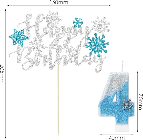 1 Pièce Bougie avec Le Chiffre 4 Et 1 Pièce Carte d'anniversaire, Décoration De Gâteau sur Le Thème De La Glace Et De La Neige, Bougie Pailletée, Accessoires De Fête pour Anniversaires De Filles - Nail Gallerys