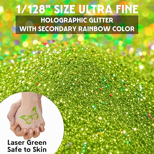 JEMESI Poudre à paillettes vertes, 140 g - 0,2 mm - Poudre pailletée ultra fine pour résine époxy, bricolage, peinture tumbler fabrication de bougies, paillettes cosmétiques, poudre à ongles, cheveux - Nail Gallerys