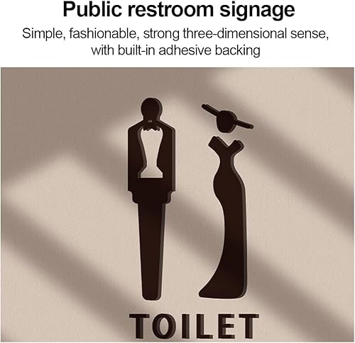 SGERUFZ Plaque de Toilette Homme & Femme, WC Sign pour Salle de Bain Dressing WC (Noir) (12×8 cm) - Nail Gallerys