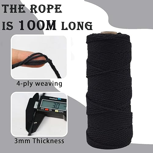 MOMAHUA Corde Macramé 3mm x 100M, Orange Fil Macramé, 100% Fil de Coton Naturel Macramé pour Projets de Bricolage, Tapisserie, Tricot, Artisanat et Cadeau Décoration - Nail Gallerys