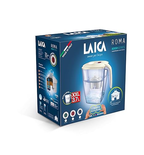 Laica Carafe filtrante Big Roma J81-EA, capacité Totale 3,7L, Compteur Couleur Vert + 2 compteurs Couleur Bordeaux et Bleu Nuit - Nail Gallerys