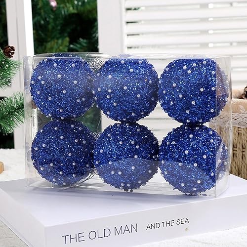 Lot de 6 boules de Noël rouge, bleu, or rose, blanc, vert champagne, 8 cm (champagne) - Nail Gallerys