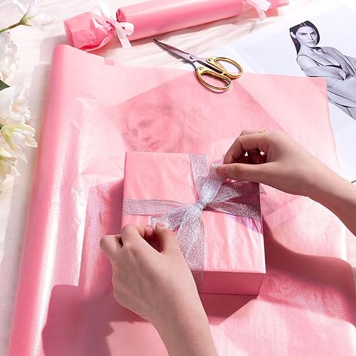 Larcenciel Rouleau de Papier de Soie - 43 cm x 10 m Emballage Premium en Papier Soie, Emballage Cadeau Parfait pour Bouquets de Fleurs, Sans Plis ni Odeur, Rose Élégant pour les anniversaires - Nail Gallerys