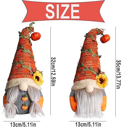 Poupée Citrouille d'automne, 2 Pièces Décorations de Lutin d'automne, Lutins de Tournesol en Peluche, Nains de Peluche Automne à La Main pour La Fête des Moissons, l'Automne, Thanksgiving, Halloween - Nail Gallerys