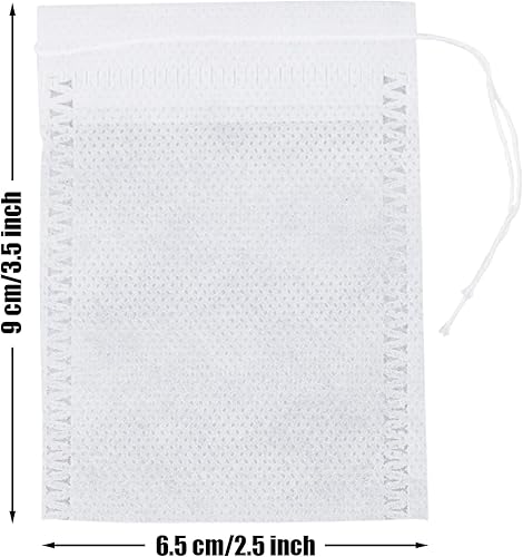 Lot de 100 sachets de thé vides avec cordon de serrage pour thé en vrac café épices 7 x 9 cm (2,75 x 3,54 pouces), cb001, blanc - Nail Gallerys