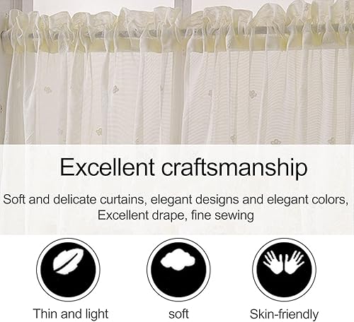 Betos Rideaux Courts en Dentelle pour fenêtre de Cuisine, café, cantonnière pour café, Cuisine, Salle de Bain Demi-Rideaux Courts (2 Panneau 74 X 90CM cm - Blanc) - Nail Gallerys