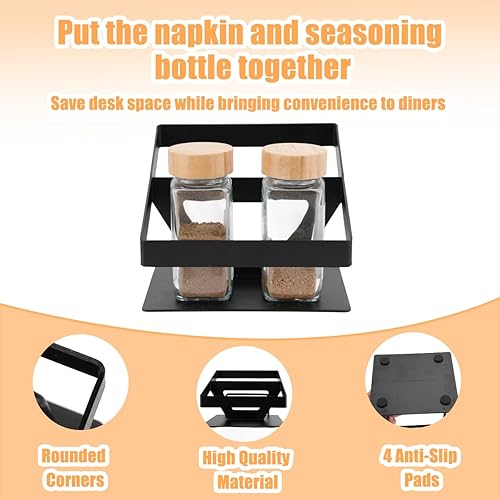 Porte Serviette de Table, SHAIDOJIO Papier Porte Serviettes en Métal avec Support à Épices, Distributeur Serviette Papier Noir pour Cuisine Bar Restaurant Barbecue Café Fête Pique-Nique - Nail Gallerys