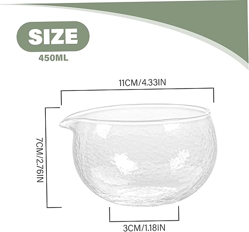 Eyccier Matcha Bowl avec Bec, 450 ML Bol de Matcha en Verre Transparent de Style Japonais avec Surface Non Glissante pour Le Bureau à Domicile - Nail Gallerys