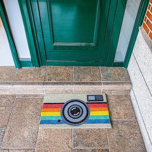 Fisura - Tapis intérieur en noix de coco. Paillasson antidérapant en PVC. Paillasson original peint à la main. Taille : 70 cm x 40 cm. (Arrivées, jaune) - Nail Gallerys