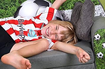 LIT Enfant FAUTEUILS CANAPÉ Sofa + Pouf ET Coussin Football W319_03, en Microfibre, Multicolore - Nail Gallerys