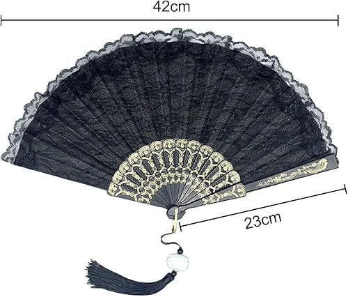 JCUGSBS 2 Pièces Éventails Pliants avec Frange en Soie, Eventails à Main Portables,Ventilateurs Pliables, pour Eventail Mariage,Danse - Nail Gallerys