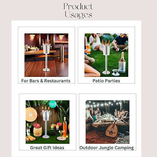 Nagina International Refroidisseur de vin sur Pied en aluminium de première qualité, nickelé | Cave à vin et Cave avec Seau à Glace | Articles de Cuisine et de Bar - Nail Gallerys