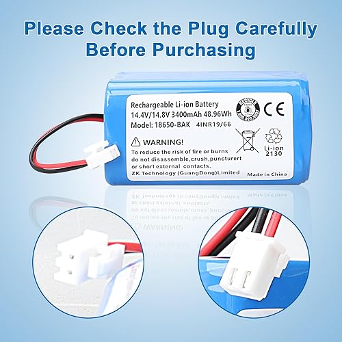 Batterie de Rechange Li-ION MXJFYY 14,4 V 3400 mAh 48,96 Wh Compatible avec Le Robot Shark ION RV1001AE, R75, R85, S87, RV751, RV1000, RV2001 RV2001WD, R3Z, R4Z (Pas Tesvor X500) - Nail Gallerys