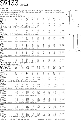 Simplicity S9133 Patron de Couture, Papier, Blanc, K5 (8-10-12-14-16) - Nail Gallerys