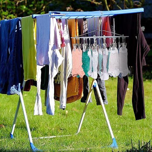 relaxdays Séchoir pour Chaussettes pour étendoir, 23 Pinces, Crochet, caoutchouté, Support HxlxP 29x34,5x27 cm, Gris - Nail Gallerys