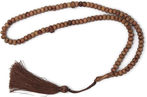 Chapelet en bois de d'olivier fait à la main avec 99 perles Tasbeeh Misbaha - Cadeau islamique Tasbih - 5 x 7 mm - Petite taille marron foncé - Nail Gallerys