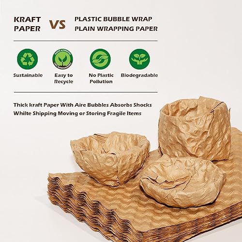 50 feuilles de papier bulle 19 x 29 cm, emballage de rembourrage écologique, alternative au papier bulle en plastique pour l'emballage, le déménagement, l'expédition et le stockage - Nail Gallerys