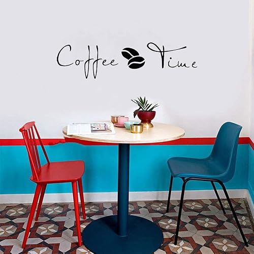 Sticker mural amovible en vinyle avec inscription en anglais « Coffee Time » pour chambre à coucher, salon, bureau, fenêtre, porte - Nail Gallerys